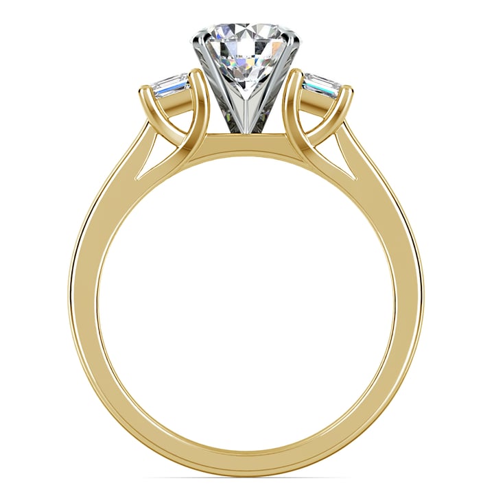 Trellis Princess Cut Engagement Ring In Yellow Gold