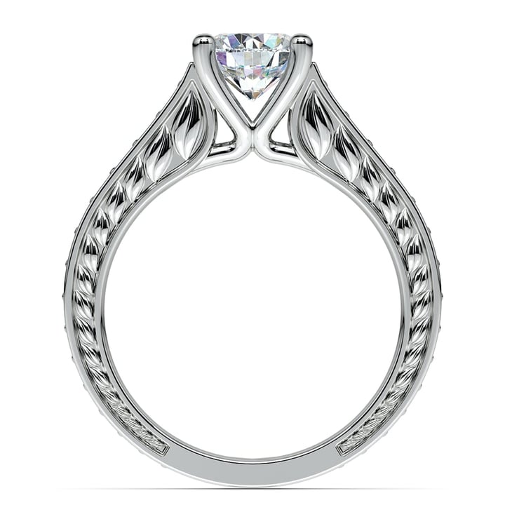 Antique Diamond and Sapphire Engagement Ring in White Gold