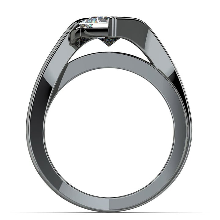 Diamond Bridge Black Gold Princess Cut Engagement Ring