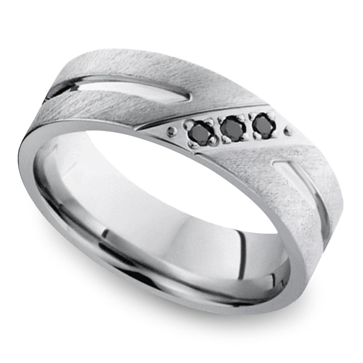 Mens Tension Set Diamond Ring In Cobalt