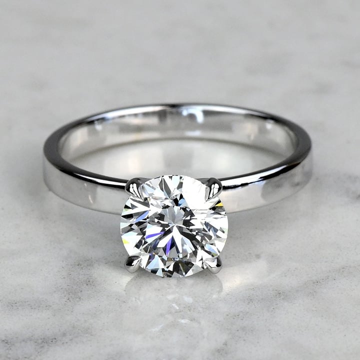 Flat Solitaire Engagement Ring in White Gold (2.5mm)