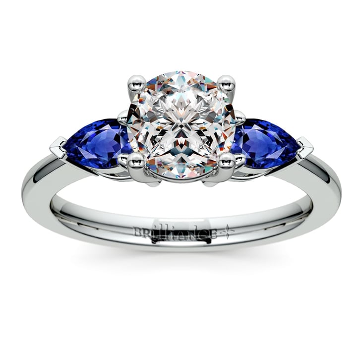 White Gold Sapphire Side Stone Engagement Ring Setting