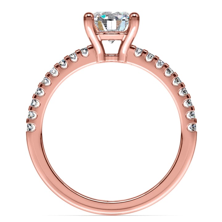 Oval Lab Diamond Solitaire Engagement Ring Rose Gold Scalloped Band