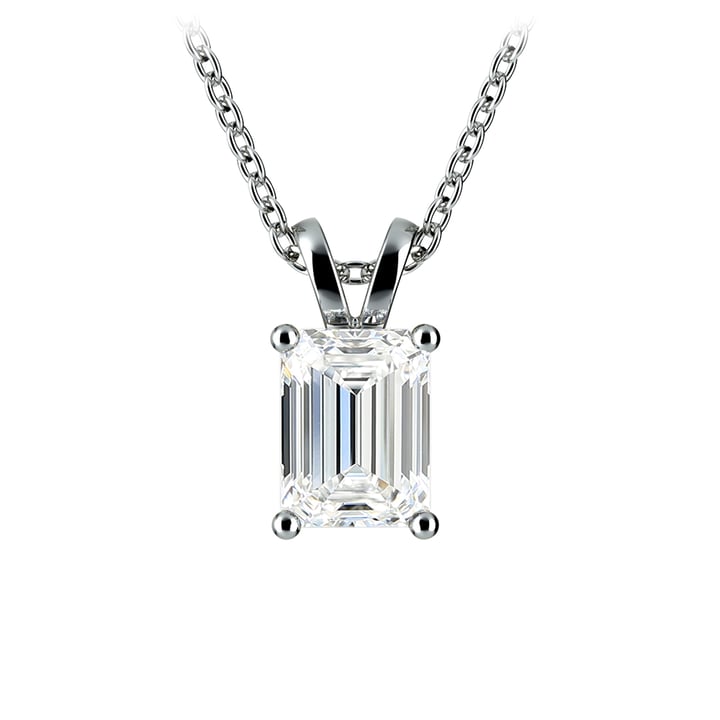 1.25 Carat Lab Diamond Emerald Pendant in White Gold