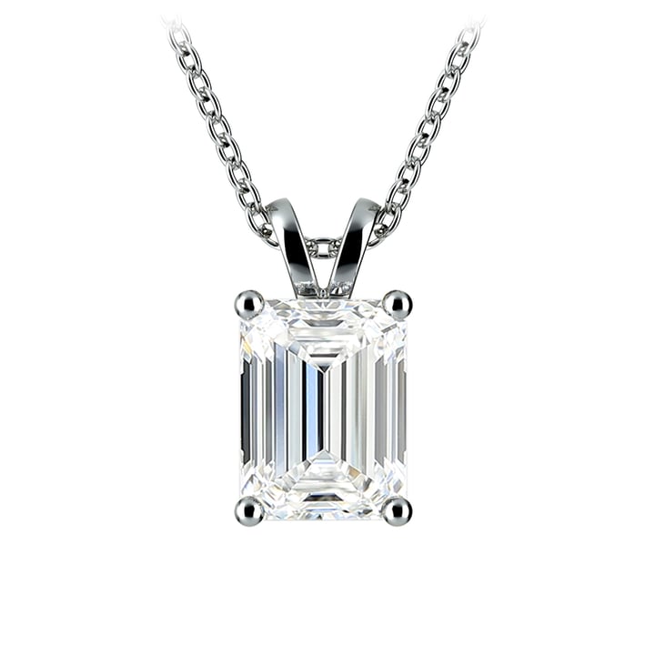 2 Carat Lab Diamond Emerald Pendant in White Gold