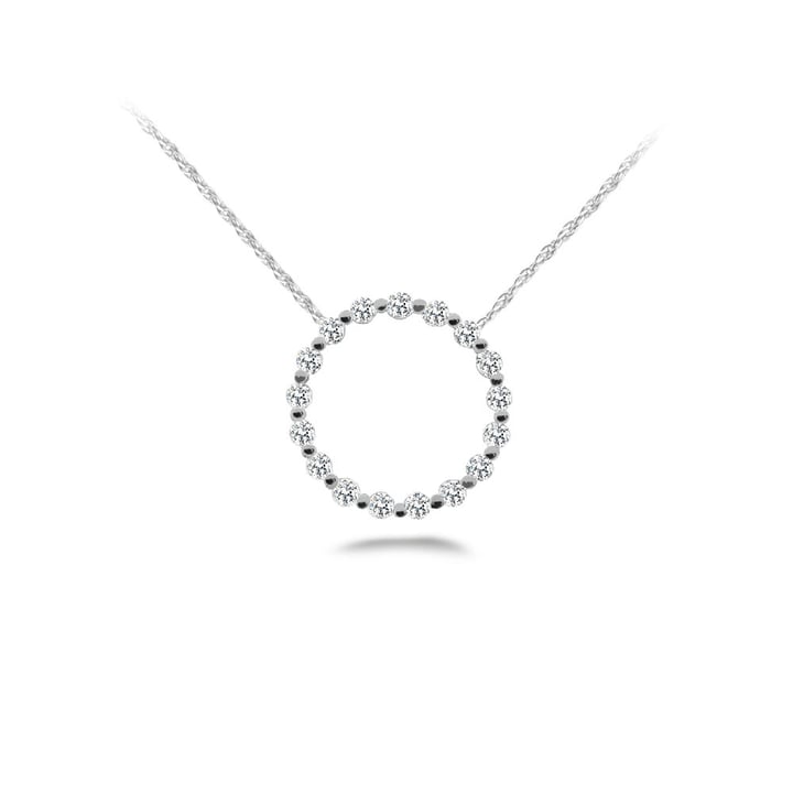 Diamond Circle Pendant in White Gold