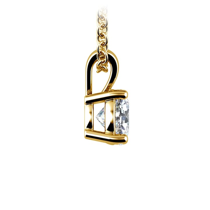 Round Diamond Solitaire Pendant Setting Yellow Gold Necklace