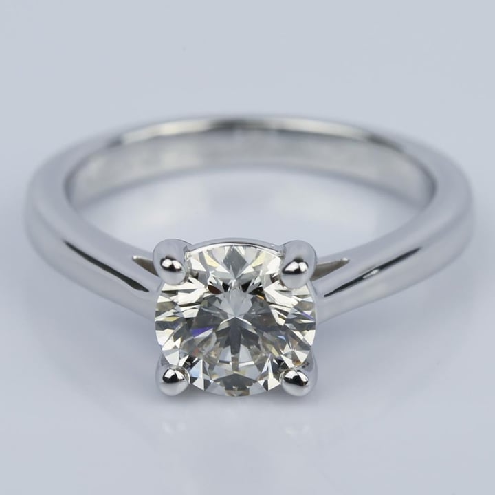 1.09 Carat Round Petite Solitaire Diamond Engagement Ring