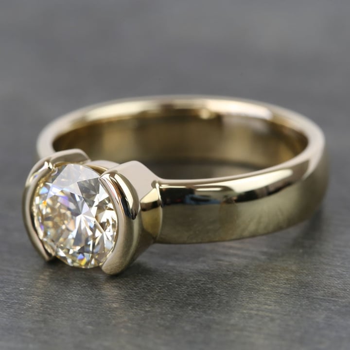 Solitaire Semi Bezel Set Diamond Engagement Ring | 1.24 Ct.