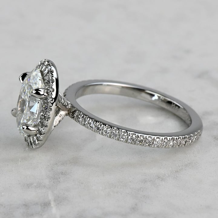 1.60 Carat Lab Created Oval Diamond Delicate Halo Engagement Ring