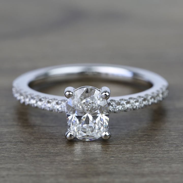 1 Carat Oval Diamond Engagement Ring - Scalloped Ring