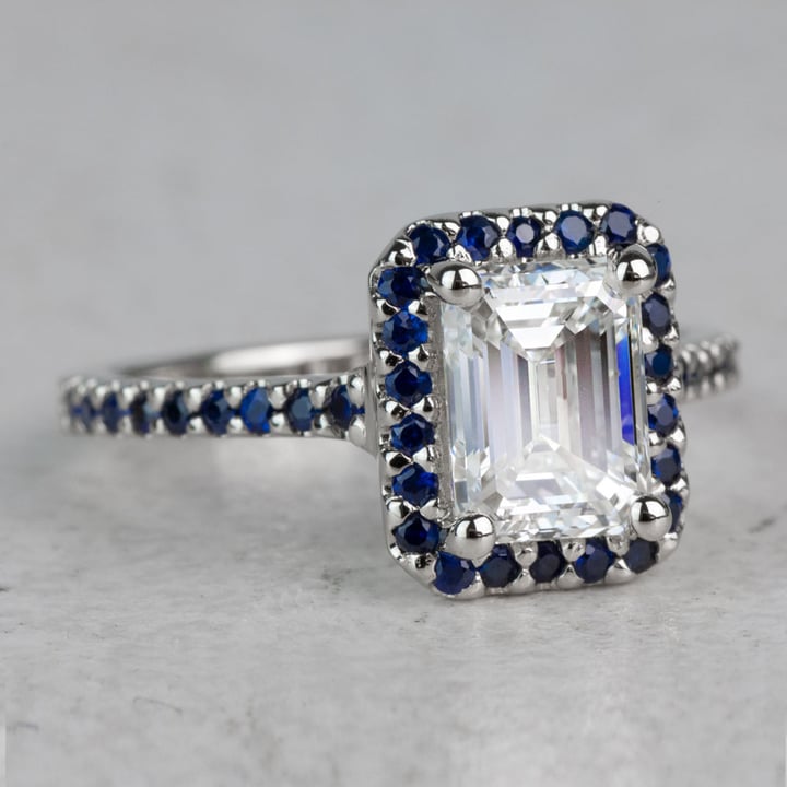 2 Carat Emerald Diamond and Sapphire Gemstone Ring