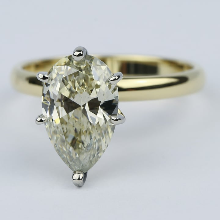 2.50 carat Pear Shape Diamond Yellow Gold Solitaire Ring