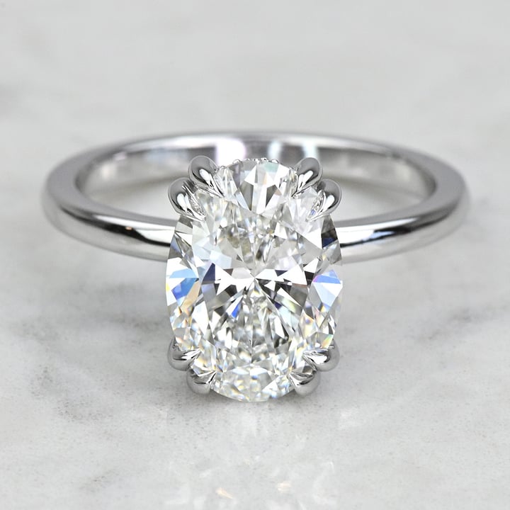 2.70 Carat Lab Created Oval Diamond Custom Hidden Halo Engagement Ring