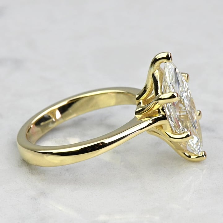 2 Carat Lab Created Marquise Diamond Gold Petite Cathedral Engagement Ring