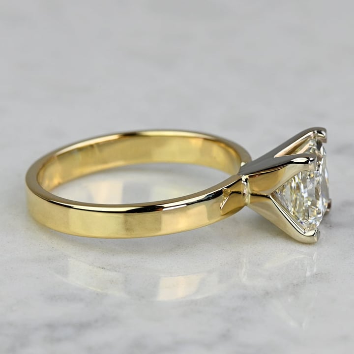 2 Carat Lab Created Princess Diamond Flat Gold Band Engagement Ring