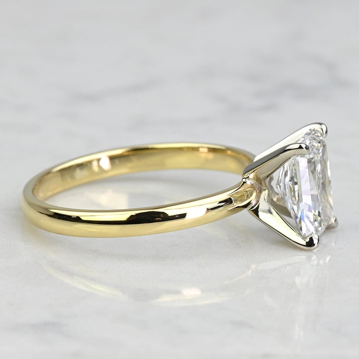 2 Carat Lab Created Radiant Diamond Classic Yellow Gold Solitaire ...