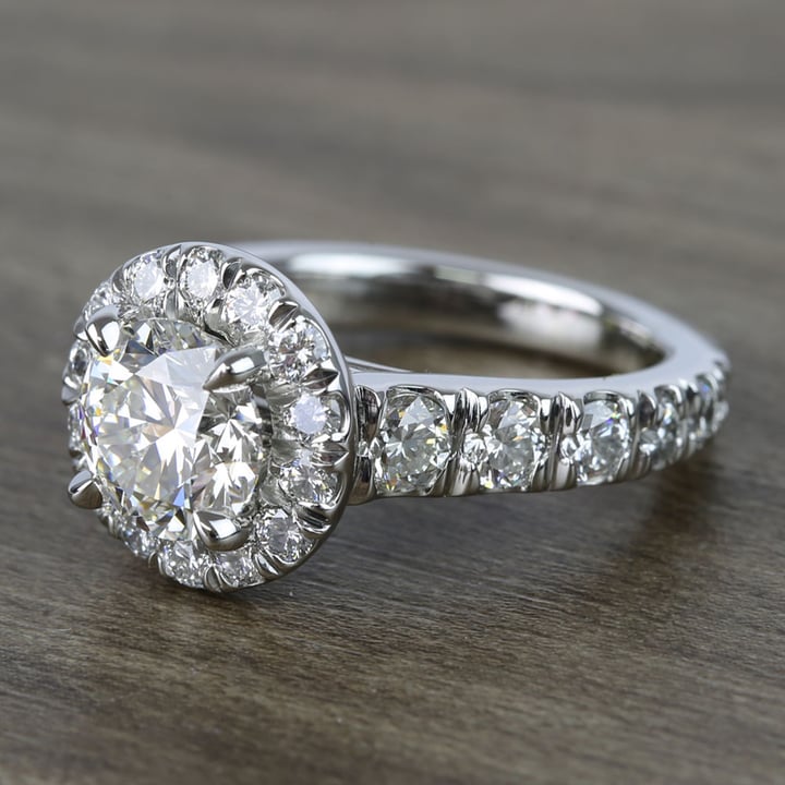 2 Carat Diamond Round Halo Engagement Ring