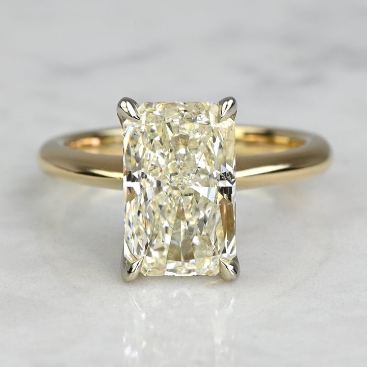 Knife Edge Engagement Ring, Cushion Cut Solitaire Moissanite Ring