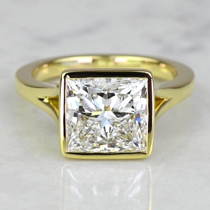 3.50 Carat Lab Created Princess Diamond Floating Bezel Engagement Ring ...
