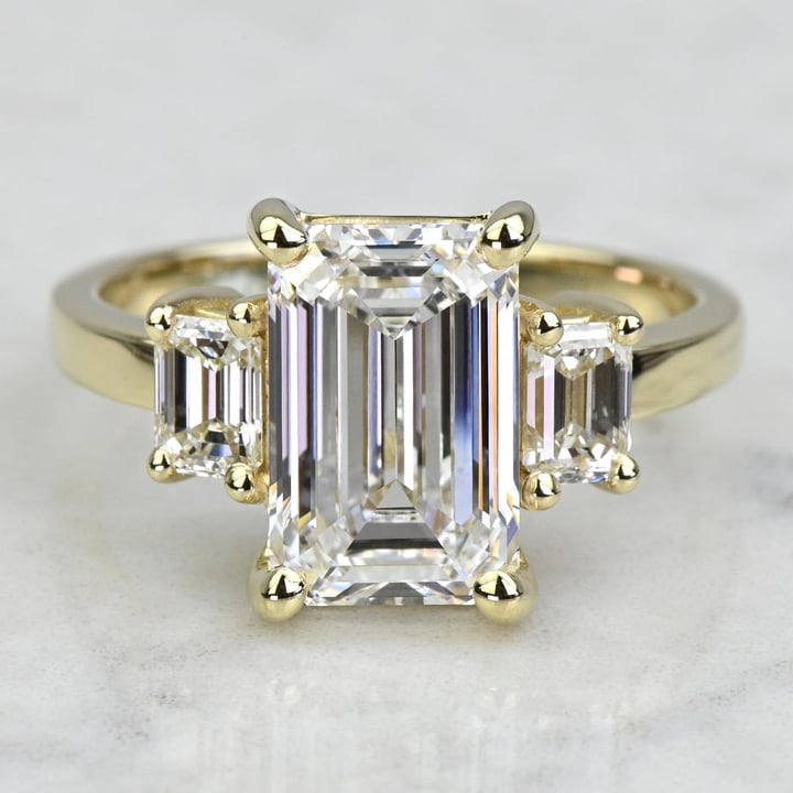 3 Carat Lab Created Emerald Diamond with Emerald Side Stones Engagement ...