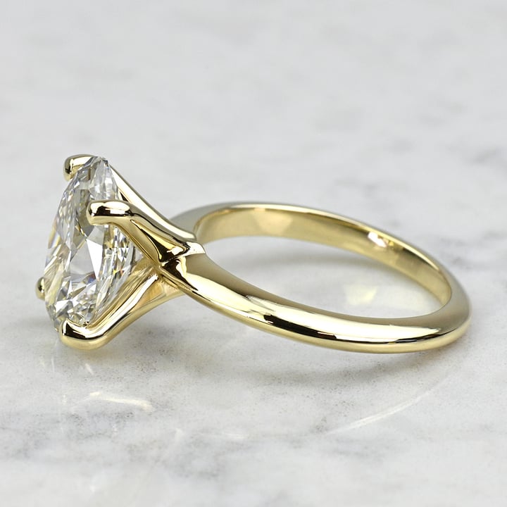 3 Carat Lab Created Oval Diamond Gold Knife Edge Engagement Ring