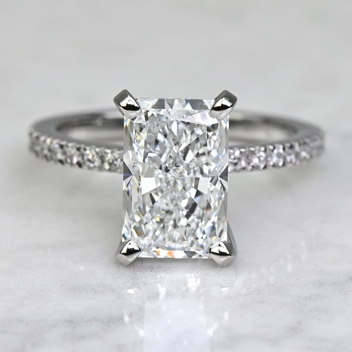 3 Carat Lab Created Radiant Diamond Petite Pave Engagement Ring