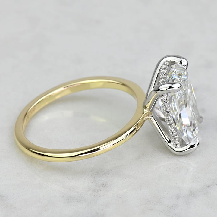 4 Carat Lab Grown Radiant Diamond Two-Tone Hidden Halo Engagement Ring