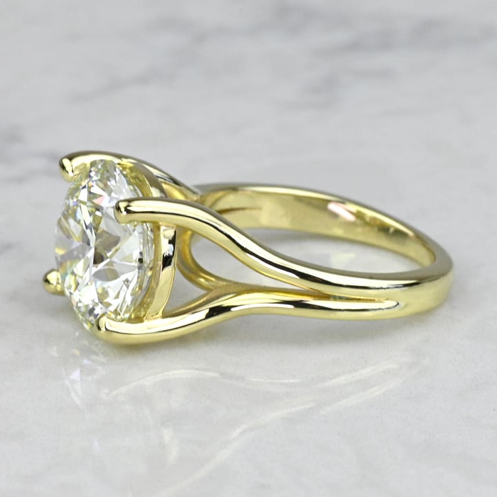 6 Carat Lab Grown Round Diamond Curved Split Shank Engagement Ring