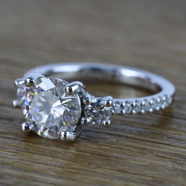 Three-Stone Round Moissanite Engagement Ring (2 Carat)