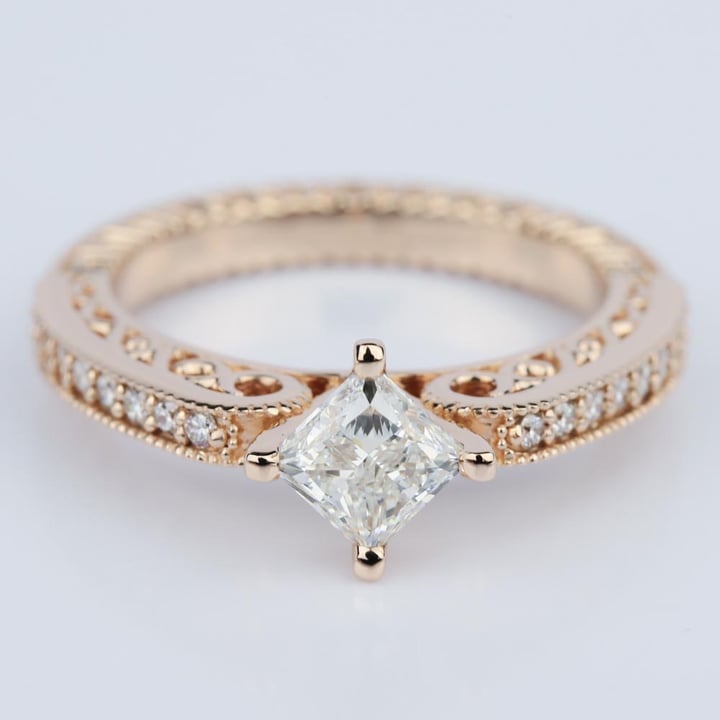 Filigree Rose Gold Diamond Engagement Ring