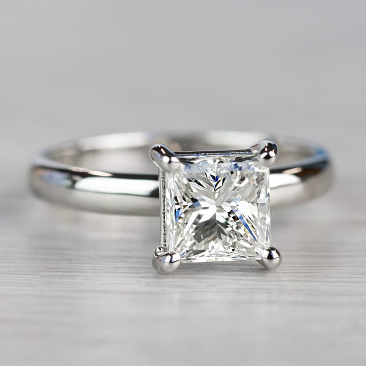 Cathedral Flat Band Square Moissanite Ring In 950 Platinum