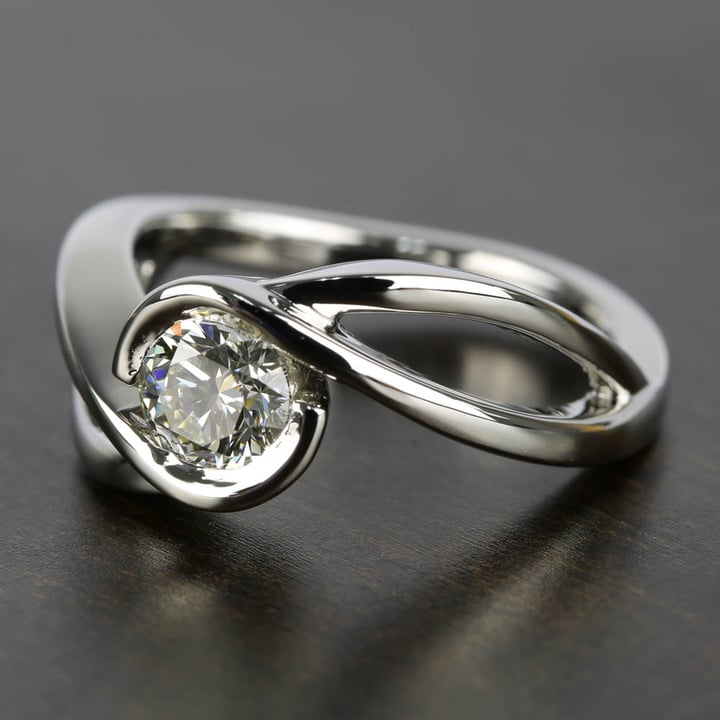 Modern Bypass Diamond Engagement Ring In Platinum