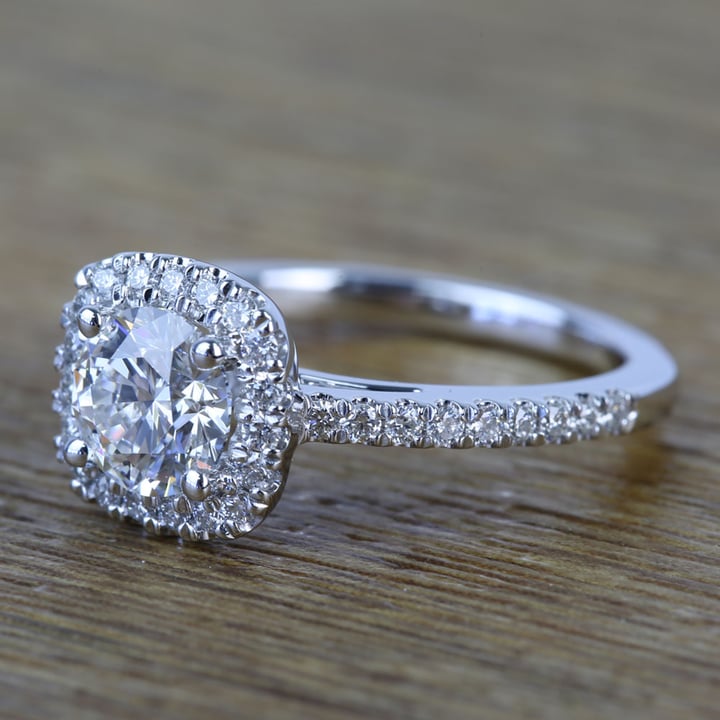 Round Diamond Engagement Ring With Square Halo