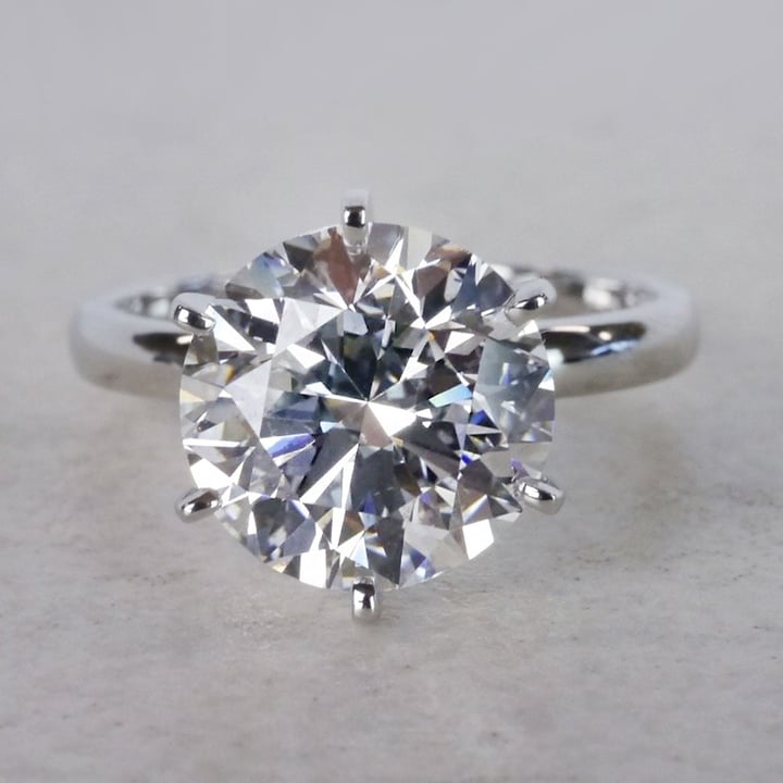 4ct Classic Round Solitaire Ring 4-prongs Round Cut Solitaire 