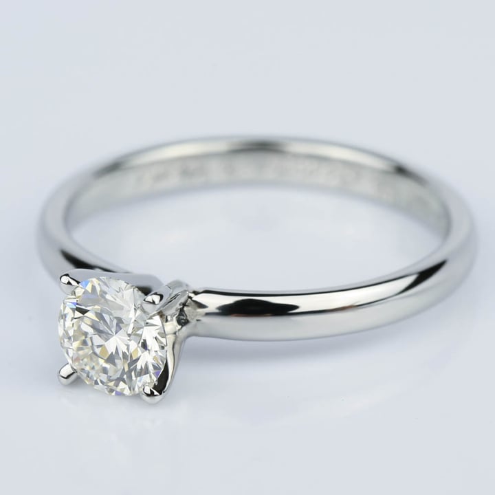 4 Prong Round Solitaire Engagement Ring In Platinum