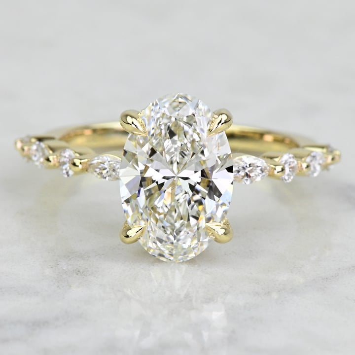 Custom 2 Carat Lab Grown Oval Diamond Engagement Ring with Marquise ...