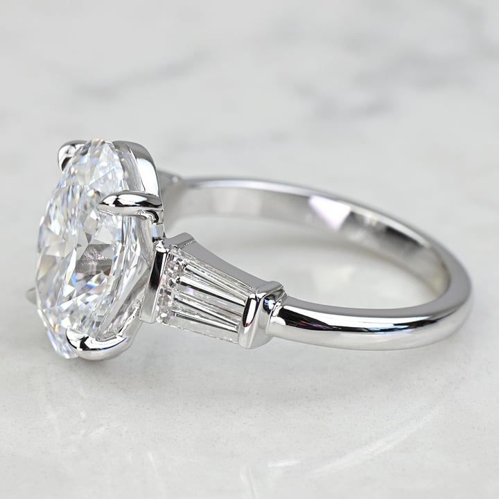 Custom 4 Carat Lab Created Oval Diamond Engagement Ring with Tapered ...