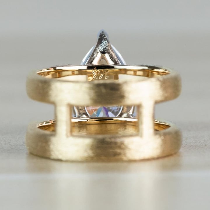 Custom Double Band With Texture Finish Pear Shaped Diamond Ring