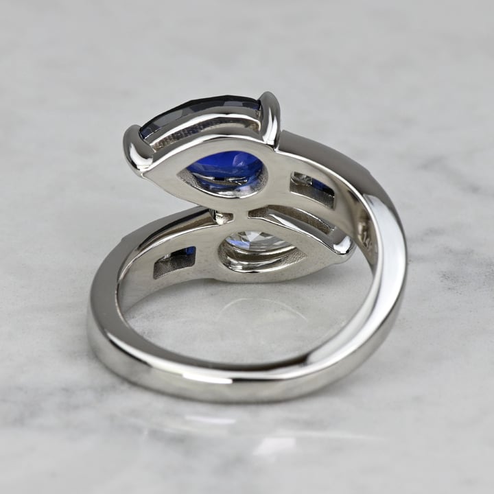 Custom Lab Grown Pear Diamond & Sapphire Toi et Moi Ring