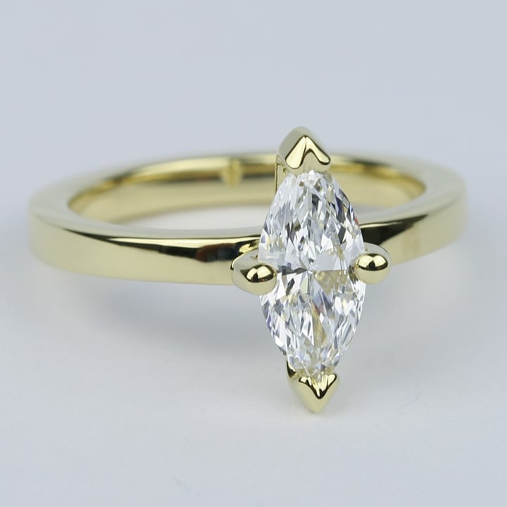 Low-Set Marquise Diamond Engagement Ring in Yellow Gold