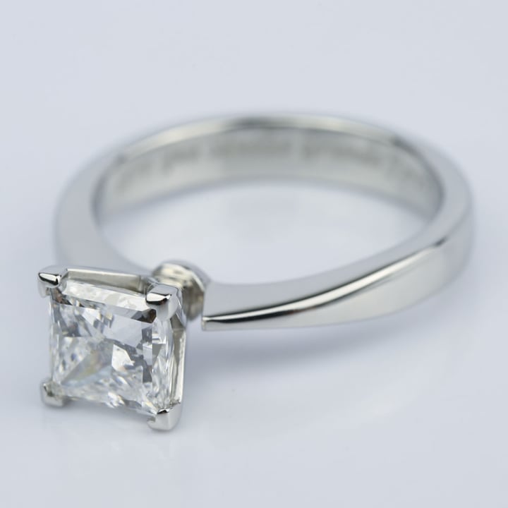 Flat Taper 1.50 Carat Princess Diamond Engagement Ring
