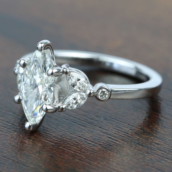 Antique Marquise Diamond Engagement Ring In White Gold