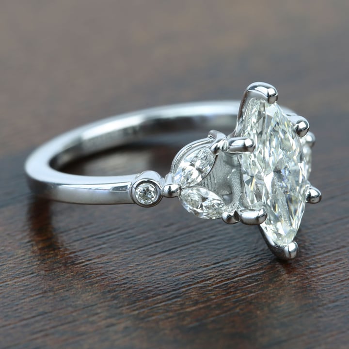 Antique Marquise Diamond Engagement Ring In White Gold