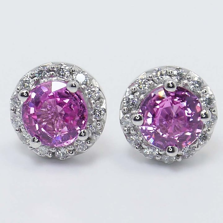 Diamond And Pink Sapphire Earrings (3 Carat)