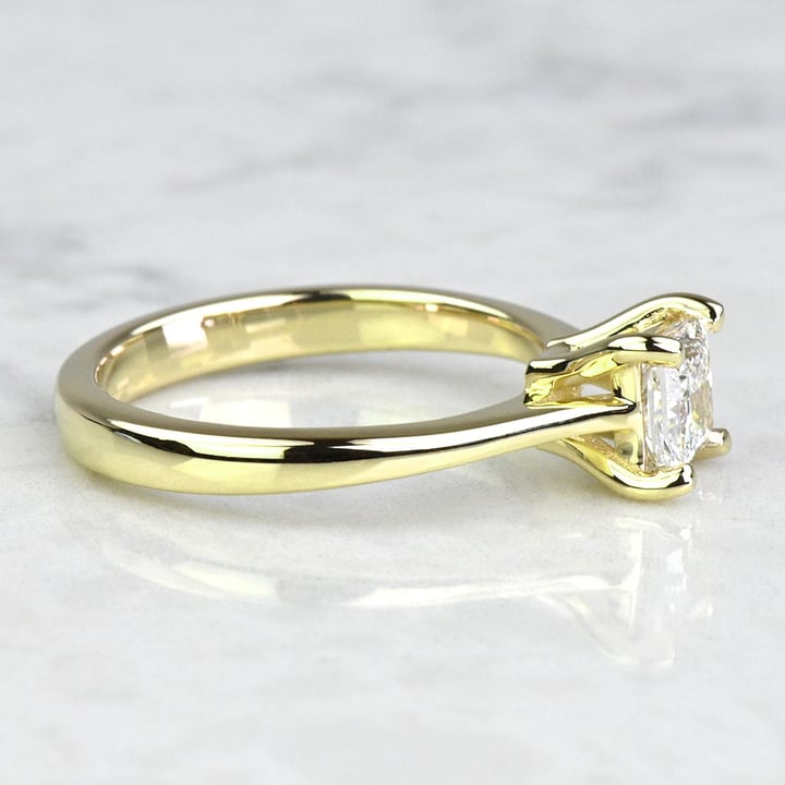 Lab Created Princess Diamond Petite Cathedral Solitaire Engagement Ring