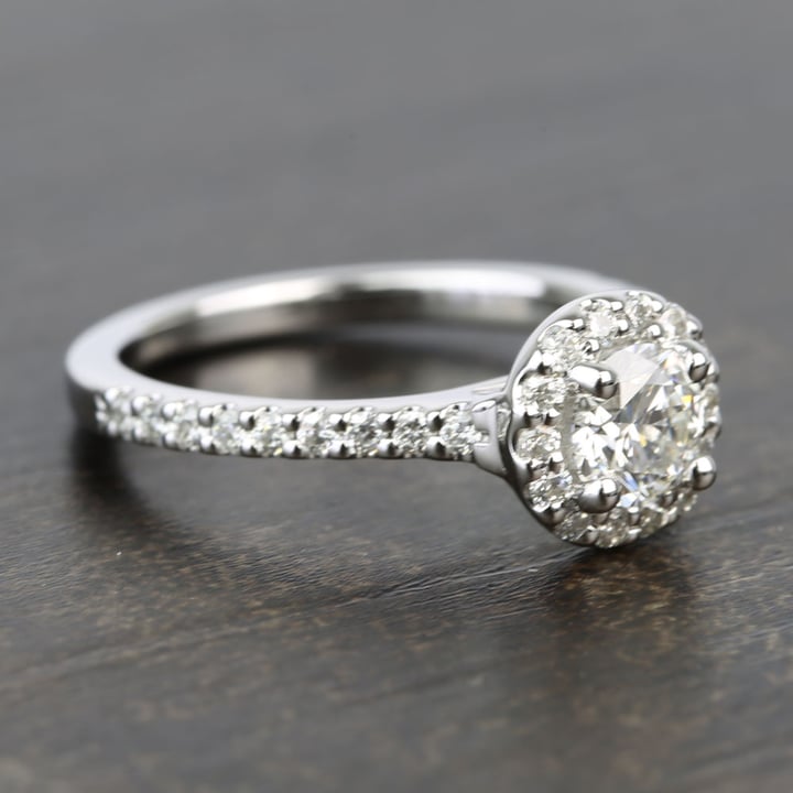 Near-Flawless Round Halo Diamond Engagement Ring (0.56 Carat)