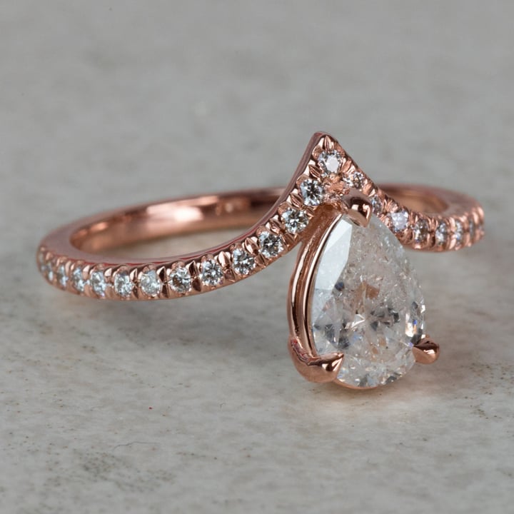 NEW! Chevron Pear Diamond Engagement Ring in Rose Gold