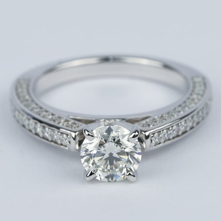 Pave Three-Sided Diamond Engagement Ring (1 Carat)