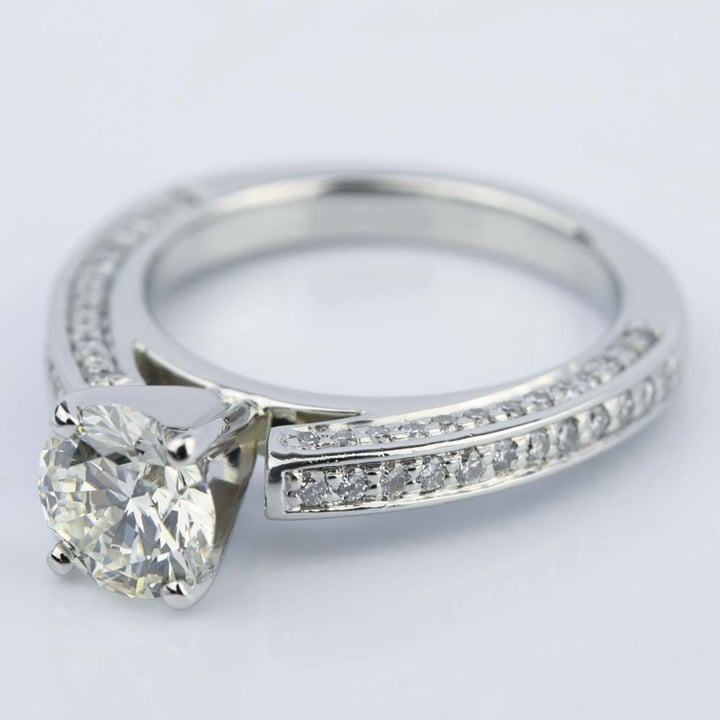 3 Sided Pave Diamond Engagement Ring In Platinum